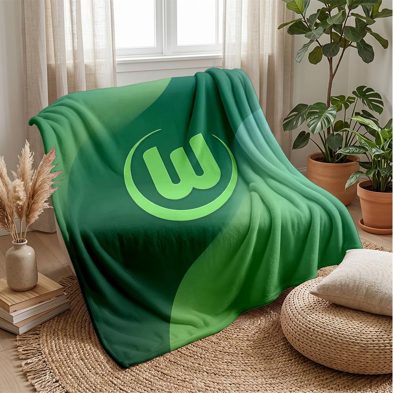 VfL Wolfsburg FC Weiche Flanell-Fleece-Decke Leicht Gemütlich Warm Überwurfdecke für Sofa Bett Heimdekoration