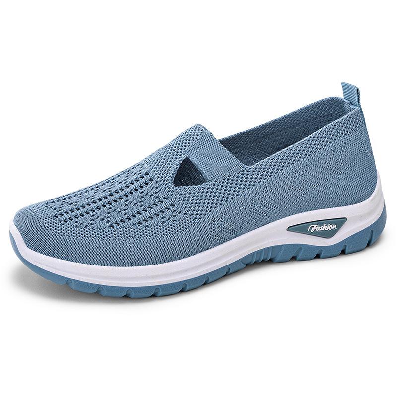 Shoes Women's shoes Versatile large size casual shoes Flying woven breathable single shoes Middle-aged and elderly mother shoes One pedal cloth shoes
