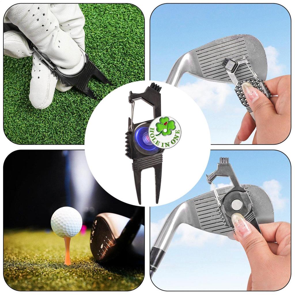 Golf Divot Repair Tool Portable Alloy Golf Repair Divot Tool Groove Cleaner Aid On-Course Club Bag Accessories For Men Boys