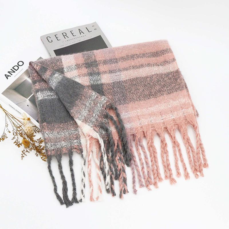 

Winter Plaid Cashmere Scarf Women Luxury Warm Shawls Poncho Tassel Thickened Men Unisex Neck Pashmina Scarves Fashion Muffler