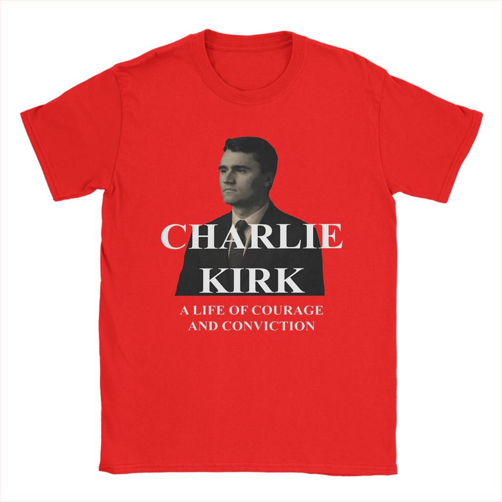 Charlie Kirk Tribute 100 Cotton TShirt For Men Summer  Funny T Shirts Crewneck Harajuku Tees Oversized Wholesale Clothing