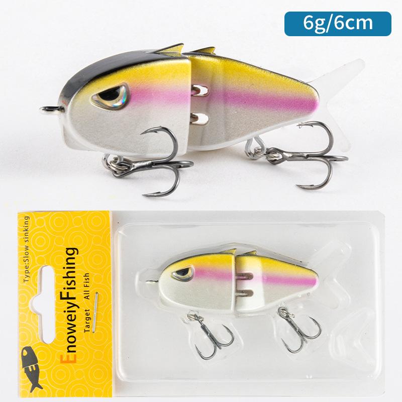 1PCS MM60 Fishing Lure Slow Sinking Swimbait Realistic Jointed Bait 3D Eyes PVC Material for Bass & Predator Fishing Gear