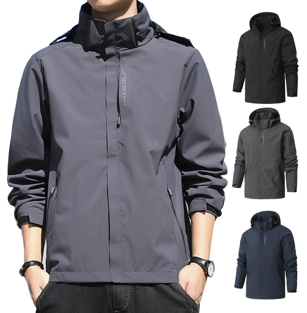 ANONIE and Warm Lightweight Stadium Dark Size XL Men's Windproof, Cold-Resistant, Breathable, Jacket, Grey,