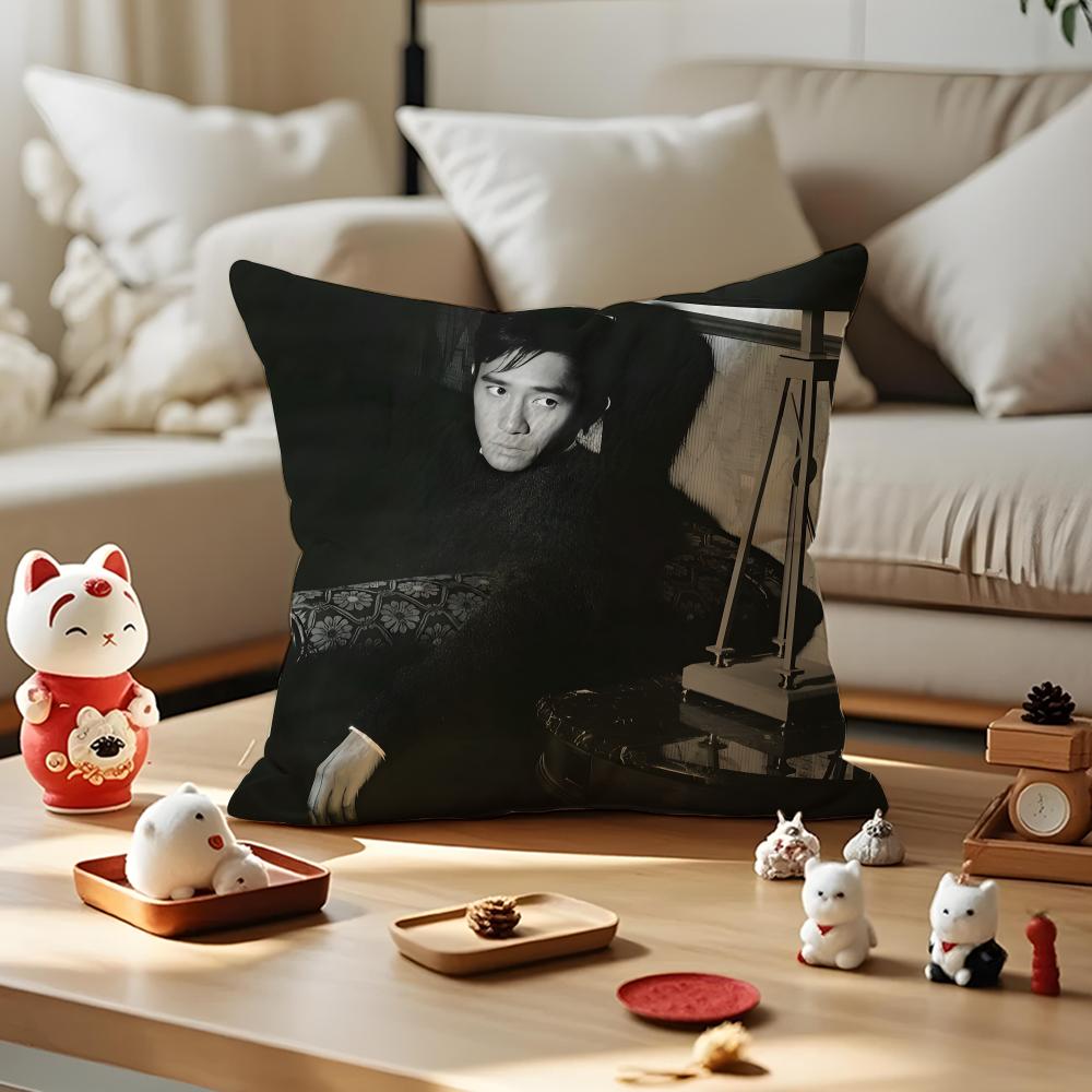 Actor Tony Leung Chiuwai Cushion Cover Anti-Dustmite Pillowcase Invisible Zipper Silky Short Plush Sofa Cushion Cover