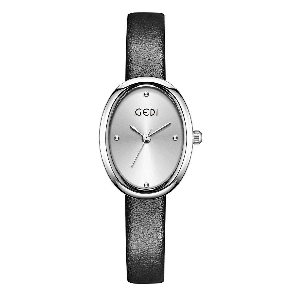 Vintage Niche Design Sense Oval Women'S Watch Small And Simple High Sense Student Belt Quartz Watch
