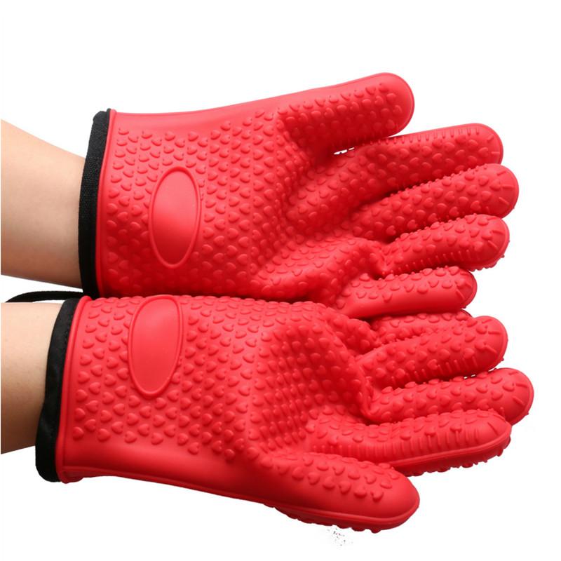 1Pc Heat Resistant Kitchen Glove Barbecue Grilling Glove Silicone BBQ Grill Oven Mitt Pot Holder Cooking Tool