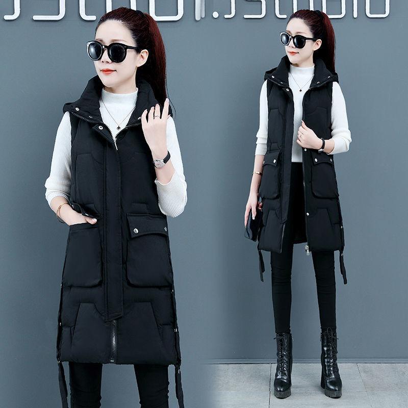 Modische Baumwollweste für Damen, mittellang und lang, Herbst und Winter, verdickte warme Weste, Jacke, schlanke und dünne Studentenweste, Flut