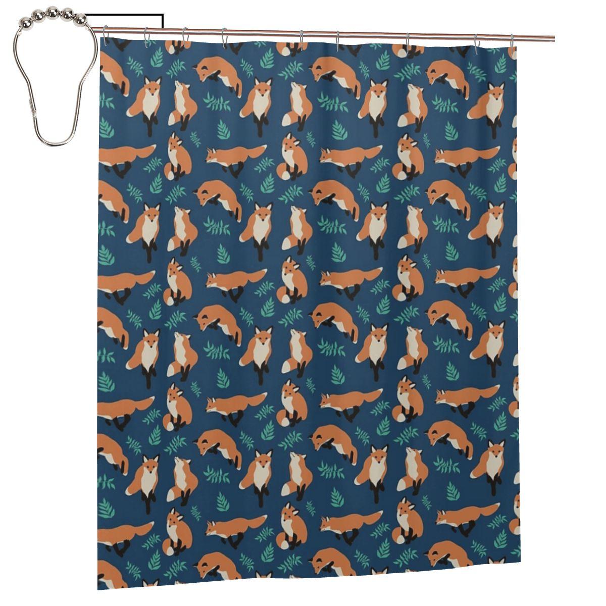 

Fox Style Shower Curtain Bathroom Polyester Waterproof Bath Curtains With Hooks W60H190(CM)-1 Pcs