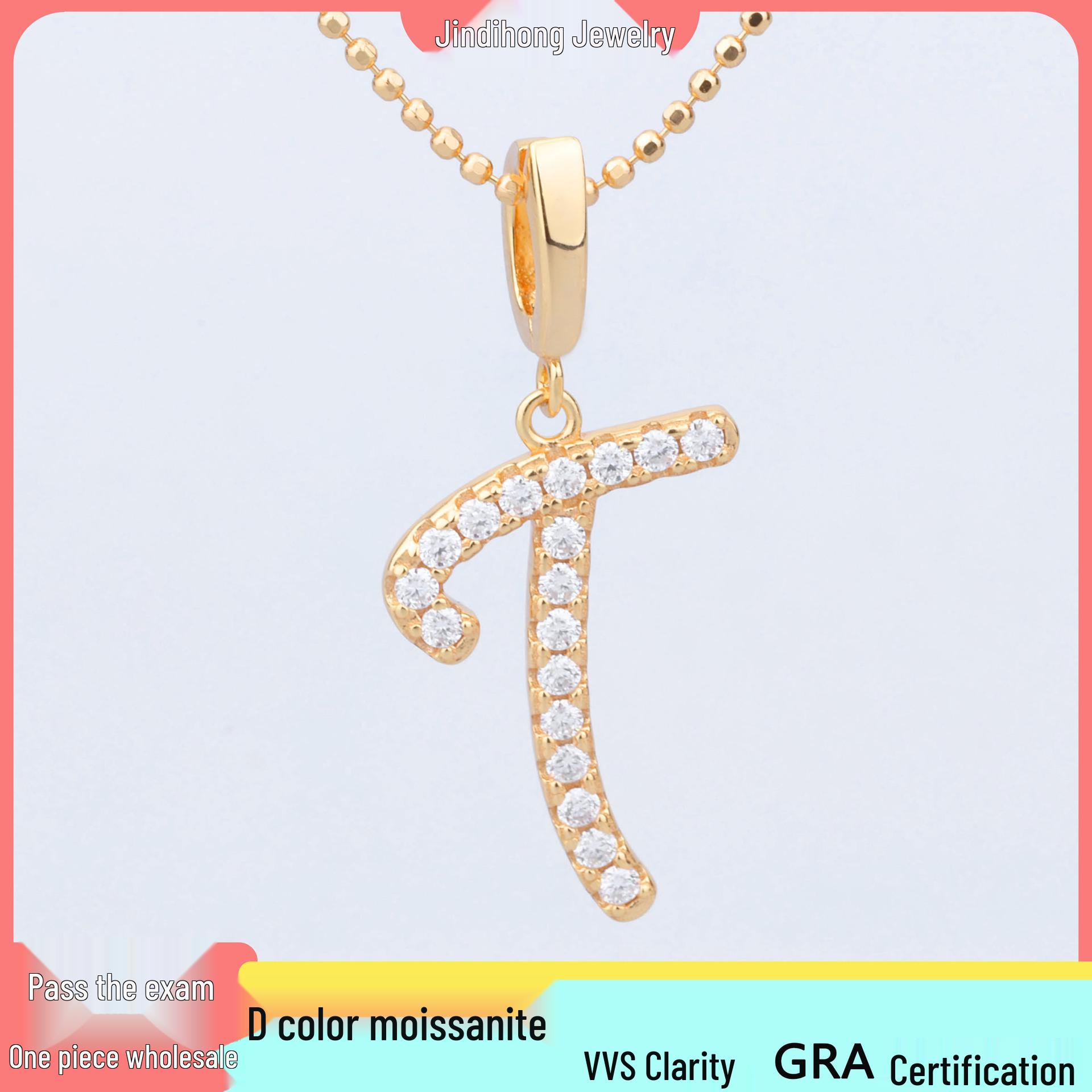 S925 Sterling Silver Luxury Moissanite Initial Necklace for Women