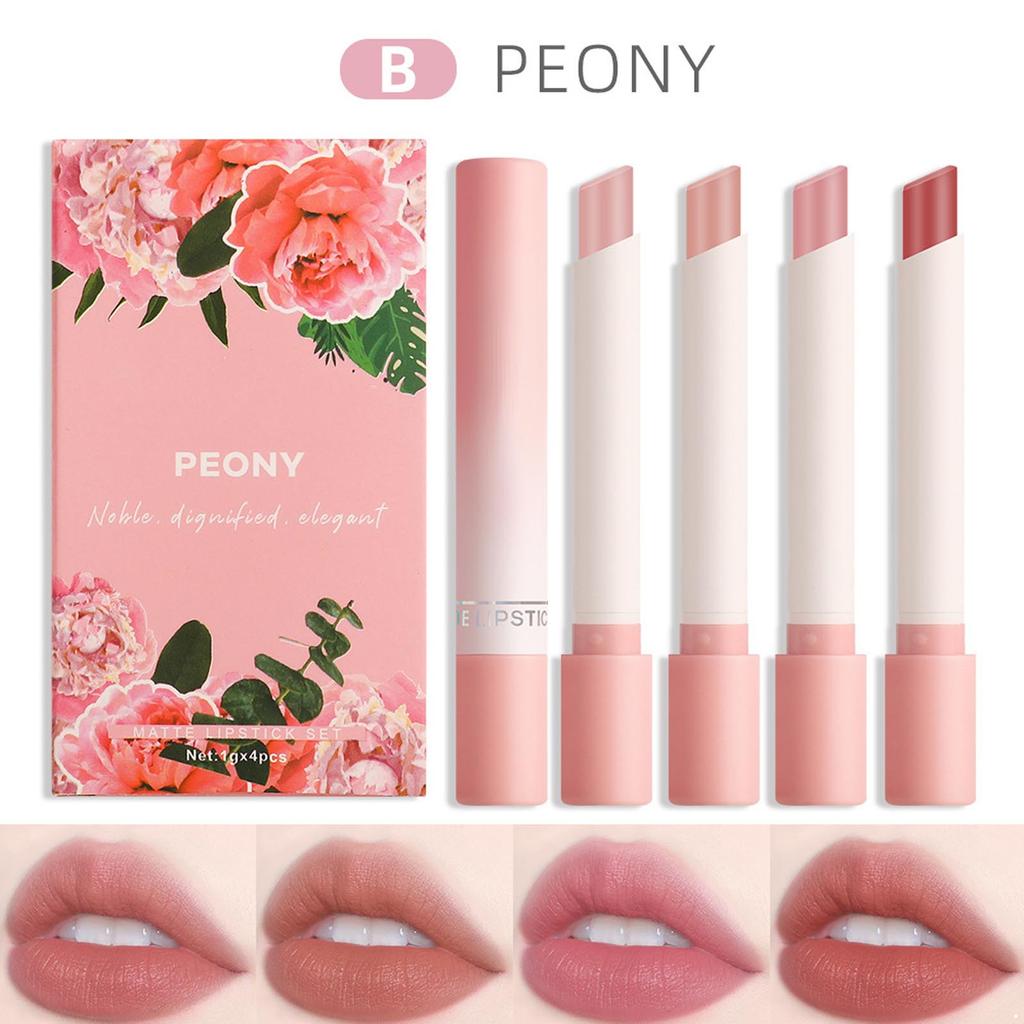 4Pcs Velvet Matte Lipstick Set Long Wearing Hydrating Lip Color for Women Girls Soft Smooth Texture Not Greasy Lightweight Lip Makeup Accessories