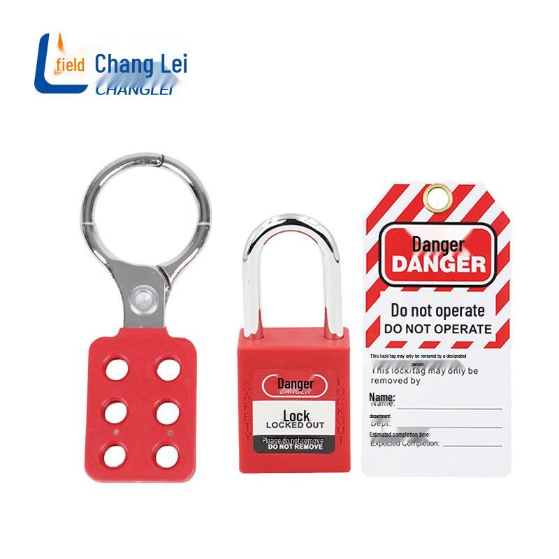 Changlei 38mm 6-Hole Industrial Aluminum Safety Hasp Lock With Padlock & Tag