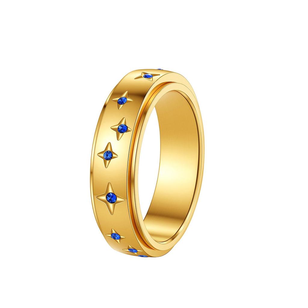 Europäisches und Amerikanisches Stern Sonne Schmetterling Strass Edelstahl Damen Ring Set