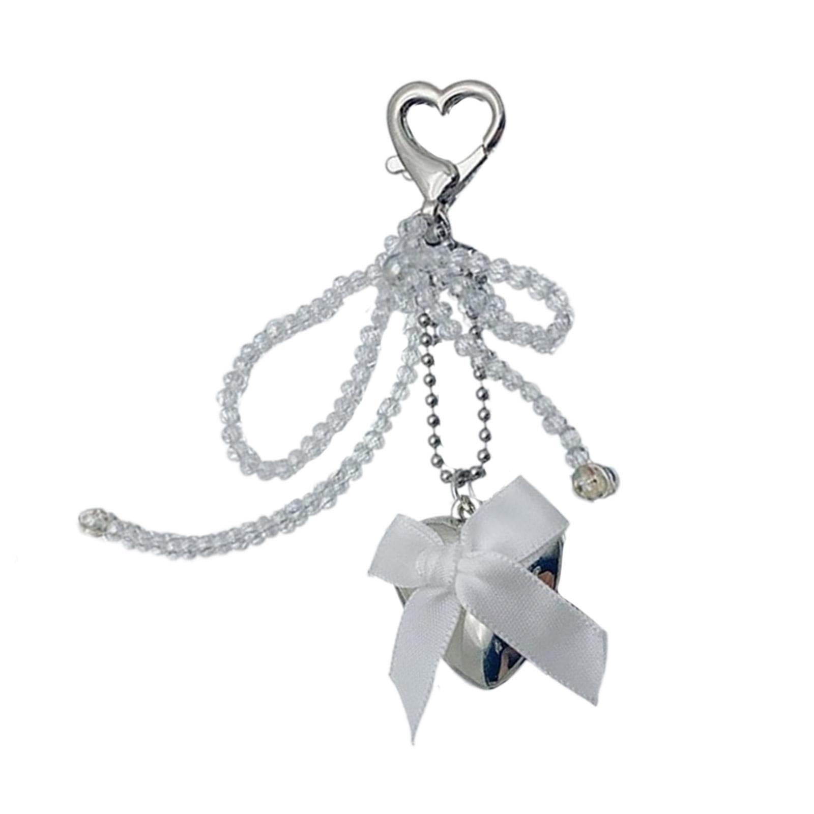 

Уникальный брелок в форме сердца с бантами, металлический брелок, модный аксессуар, подвеска для сумки и кошелька, украшение белый