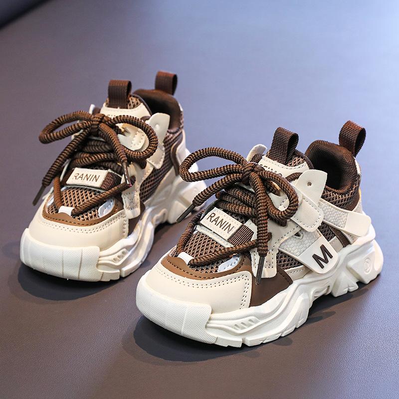 Boys' Shoes Spring 2025 New Children's Mesh Sports Shoes Medium and Large Children's Boys Popular Dad Shoes Soft Sole Tide
