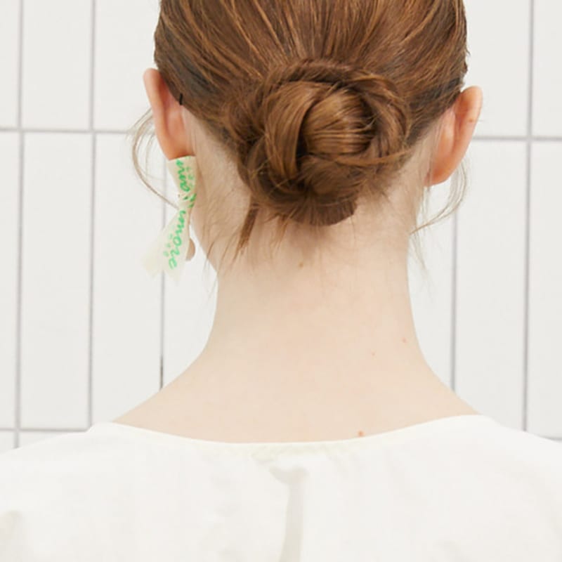 Iannmore Green Tape Logo Pearl Earrings