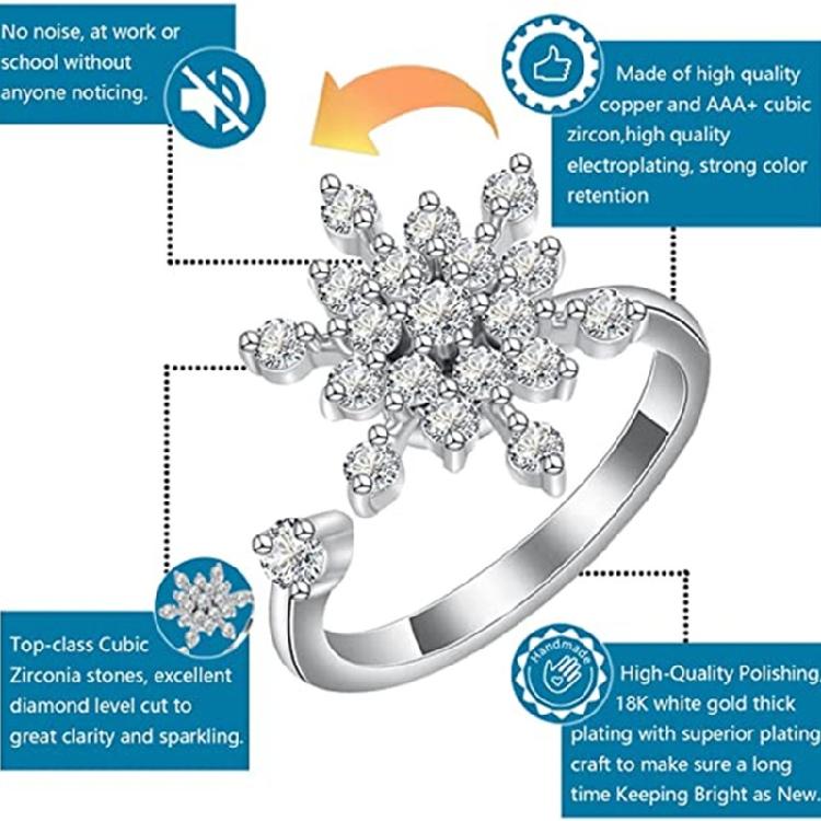Silver Snowflake Winding Stackable Ring Spinner Rings for Couple Women Men