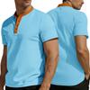 European and American Men's Clothing Summer Short-sleeved Casual Loose Breathable Towel Jacquard Cloth Button-up Men's Shirt Henry Shirt