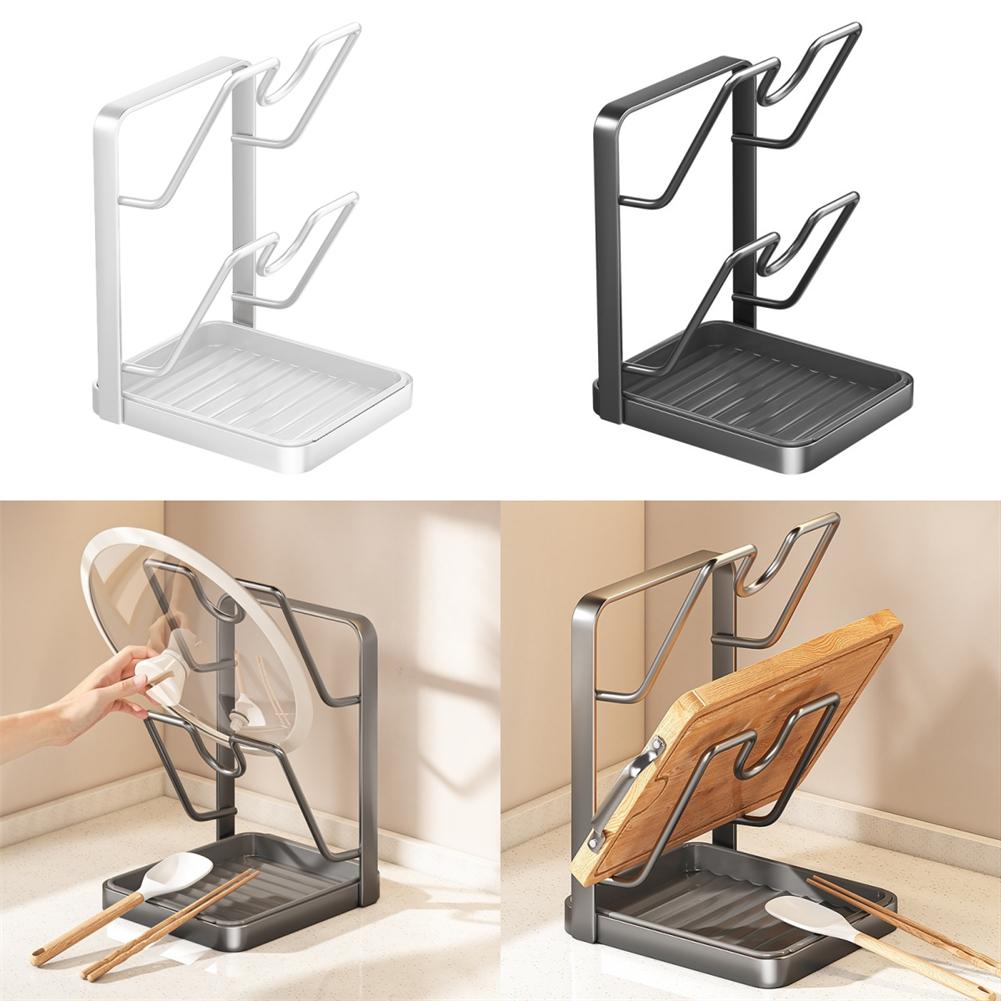 Držák pokliček Organizér pokliček Podložka pod lžíci Držák utěrky Pro kuchyňské náčiní Pult Stojan na pokličky 18,2x13,6x22,5cm Šedá,Bílá