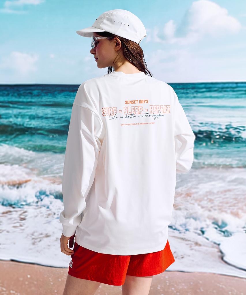 Leijibi [Set] Dry-Cooling Oversized Long Sleeve Rash Guard + Swimsuit Shorts Set W (6 Colors) (A Type)