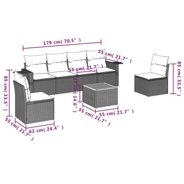 VidaXL Garden Lounge Set with Cushions 7 Pcs, Patio Sofas, Patio Furniture Set, Outdoor Furniture, Beige 3224511
