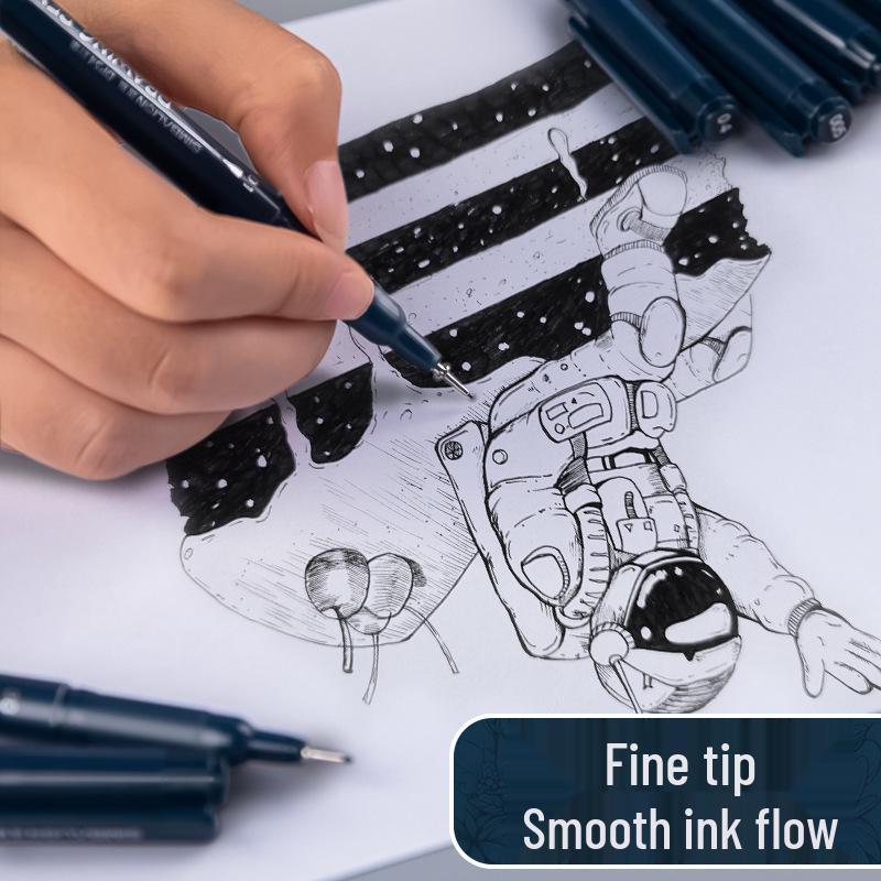 Lion Art Waterproof Syringe Pen for Manga & Line Drawing, Black, 0.05-0.1mm