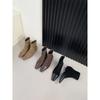 Low-heeled short boots Women's thick-heeled autumn and winter design sense Splicing square-headed thin boots and bare boots