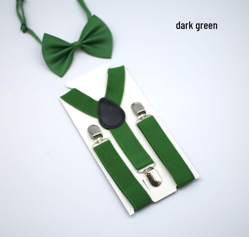 Unisex Kids' Y-Shape Suspenders & Bow Tie Set – 3-Clip Design for Boys & Girls