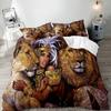 3PCS Single-sided Printed Quilt Cover Lion Animals Printed Bedding Sets Comfortable Bedspreads Comforter Duvet Birthday Gift