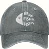 Fish Letter Printed Washed Baseball Caps for Men and Women, Outdoor Fishing, Sun Protection,  Duckbill Caps