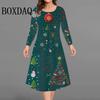 Christmas Print Woman Dress O Neck Ladies Long Sleeves Autumn Winter New Products Loose Casual Christmas Tree Plus Size Dresses