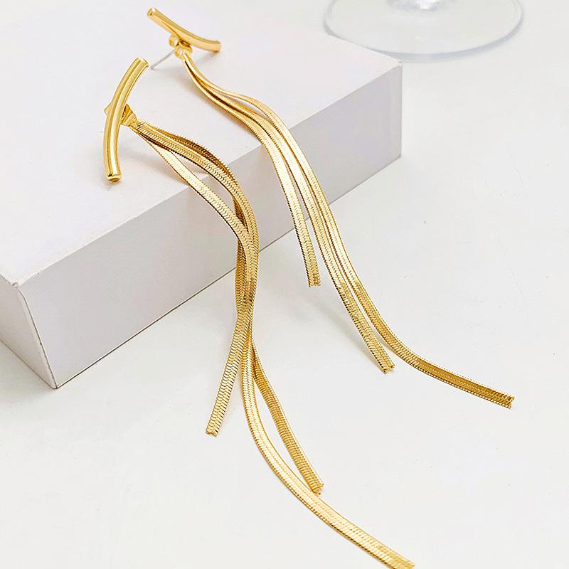 

Длинные серьги в европейском и американском стиле, ювелирные изделия, ретро, ​​золотая проволока, цепочка с кисточками, висячие серьги для женщин, золотые Pendientes, темперамент