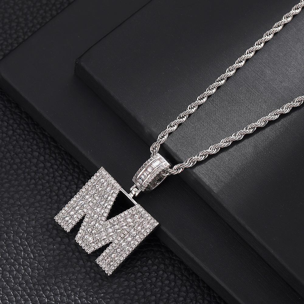 Hip Hop Letter Pendant Zircon Necklace Popular Instagram Personalized Accessory Niche Design Men's and Women's Pendant Necklace