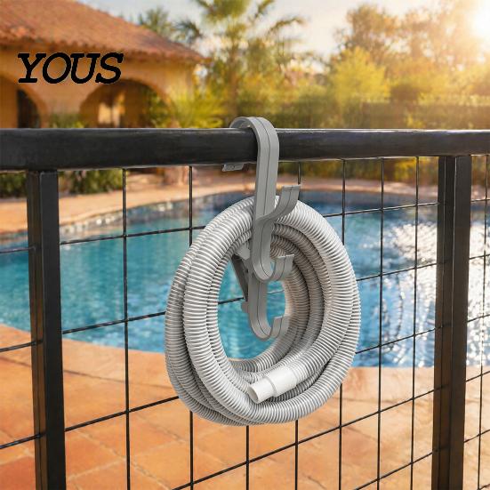 Swimming Pool Cleaning Supply Organizer Poolside Pole Hanger, with 3 Hook Configuration, Weather Resistant Maintenance Tool Management System