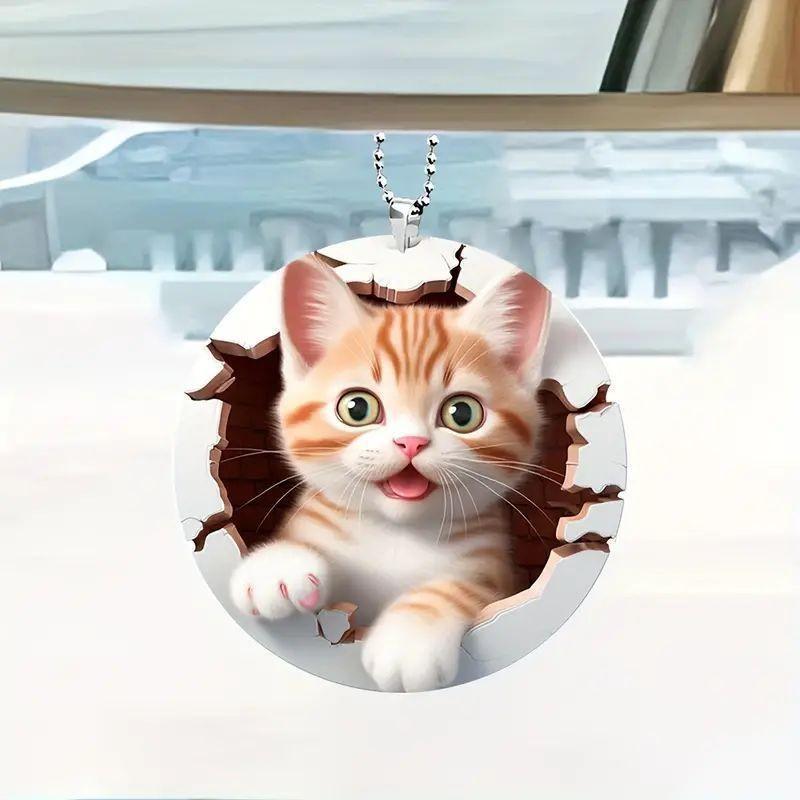 Christmas Charming Acrylic Cat Hanging Decoration Fun Car Interior Ornament For Christmas