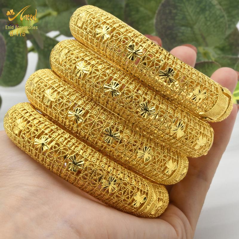 Alloy Spring Indian Gold-Plated Hollow Jewelry Set: Women's Bracelet Ring Bridal Accessories