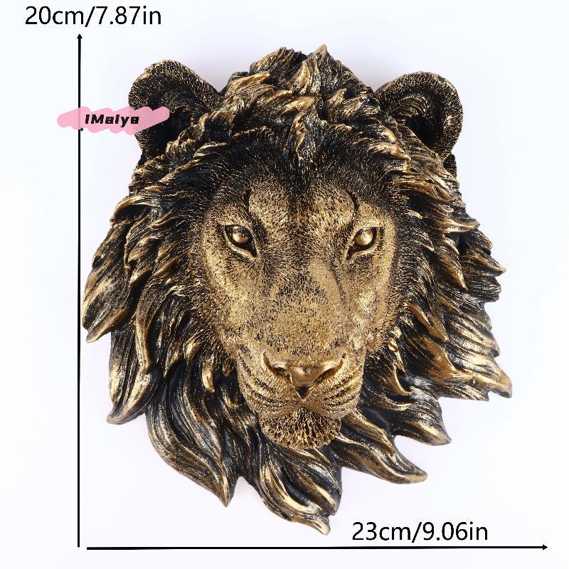 M-Animal Head Wall Statue Resin Lion Head Wall Decor for Vintage Home Living Room Bedroom Decoration Unique Art Sculpture