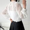 New Arrivals Open Run Sheer Blouse Round Neck Spring Outfit Balloon