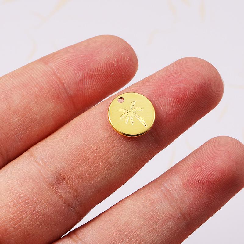 Hochglanzpolierter Titanstahl 18K Gold DIY Kokospalmen-Anhänger Halskette