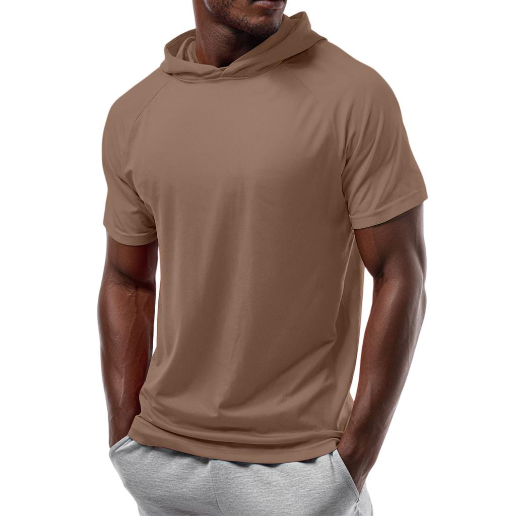 Men's Straight Shoulder Short-sleeved Hoodie T-shirt Sweatshirt
