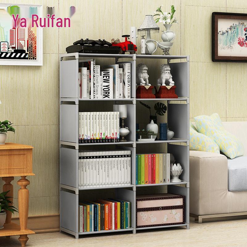 Large Combination Bookshelf: Floor-Standing Storage Rack with Desktop Steel Pipe Shelves for Kids