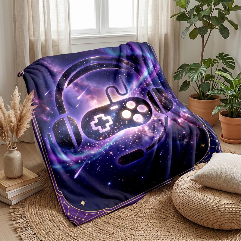 Cosmic Gamepad Design blanket Personalized Name Flannel Blanket Soft Cozy Plush Throw for Sofa Bed Lightweight Home Decor