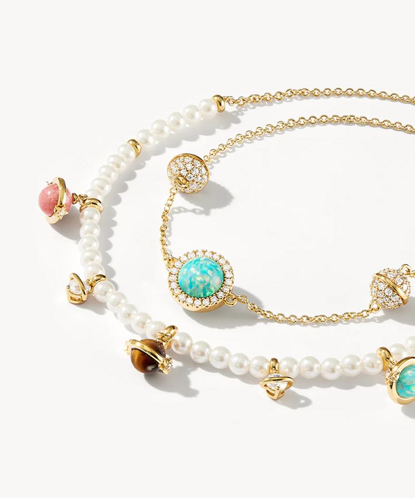 Lola Rose Heliocentric Multi Gemstone Pendant Women'S Pearl Bracelet