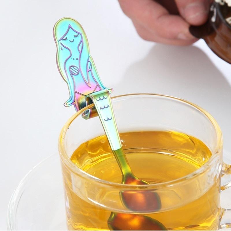 Beautiful Mermaid Stainless Steel Coffee Drink Spoon Creative Kitchen Gadget Tableware Sup