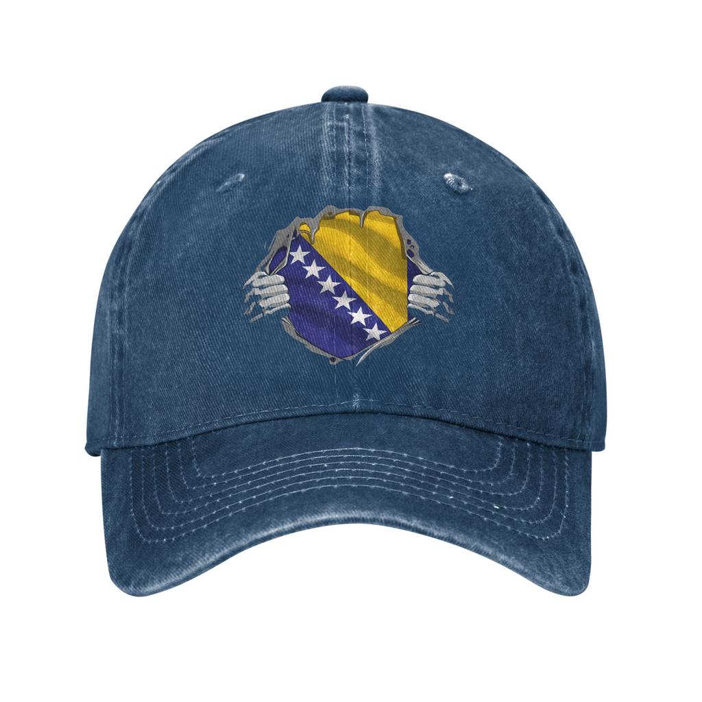 Berretti da Baseball con Bandiera della Bosnia ed Erzegovina Casual in Denim Usurato Copricapo per Unisex Donna Attività Regalo Cappelli Cappellino