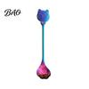 Cat Shaped Handle Spoon Coffee Spoon, Stainless Steel Paw Claw Teaspoon, Embossed Design Multi-Color Electroplated Stirring for Ice Cream Yogurt