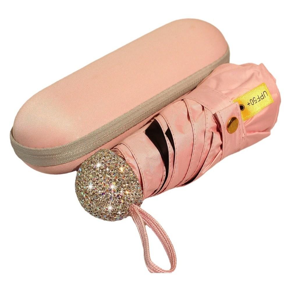 Luxury Folding Umbrella Shiny Sunshade Umbrella Luxury Mini Bling Umbrella Sunny Weather розовый