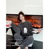 Coral Fleece Jacquard Pajamas Set Women Autumn Winter Fleece Thickened Warm Crew Neck Cable Knit Loungewear Wearable Outside