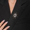 Banquet Zircon Sun Brooch Corsage Ornament Metal Glossy Brooch Long Hollow Sun Pin  Men/Women