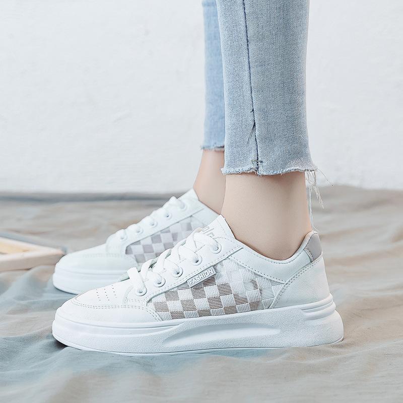 Women's White Shoes New Summer Breathable Mesh Slip-on Sports Casual Borad Shoes with Skirt All-Matching