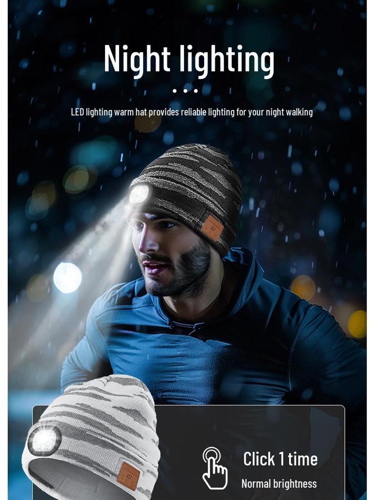 Washable Bluetooth LED Music Earphone Knitted Hat